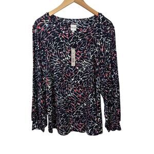 Nic+Zoe Glowing‎ Sunset Top Womens 1X Pullover Colorful Animal Print New